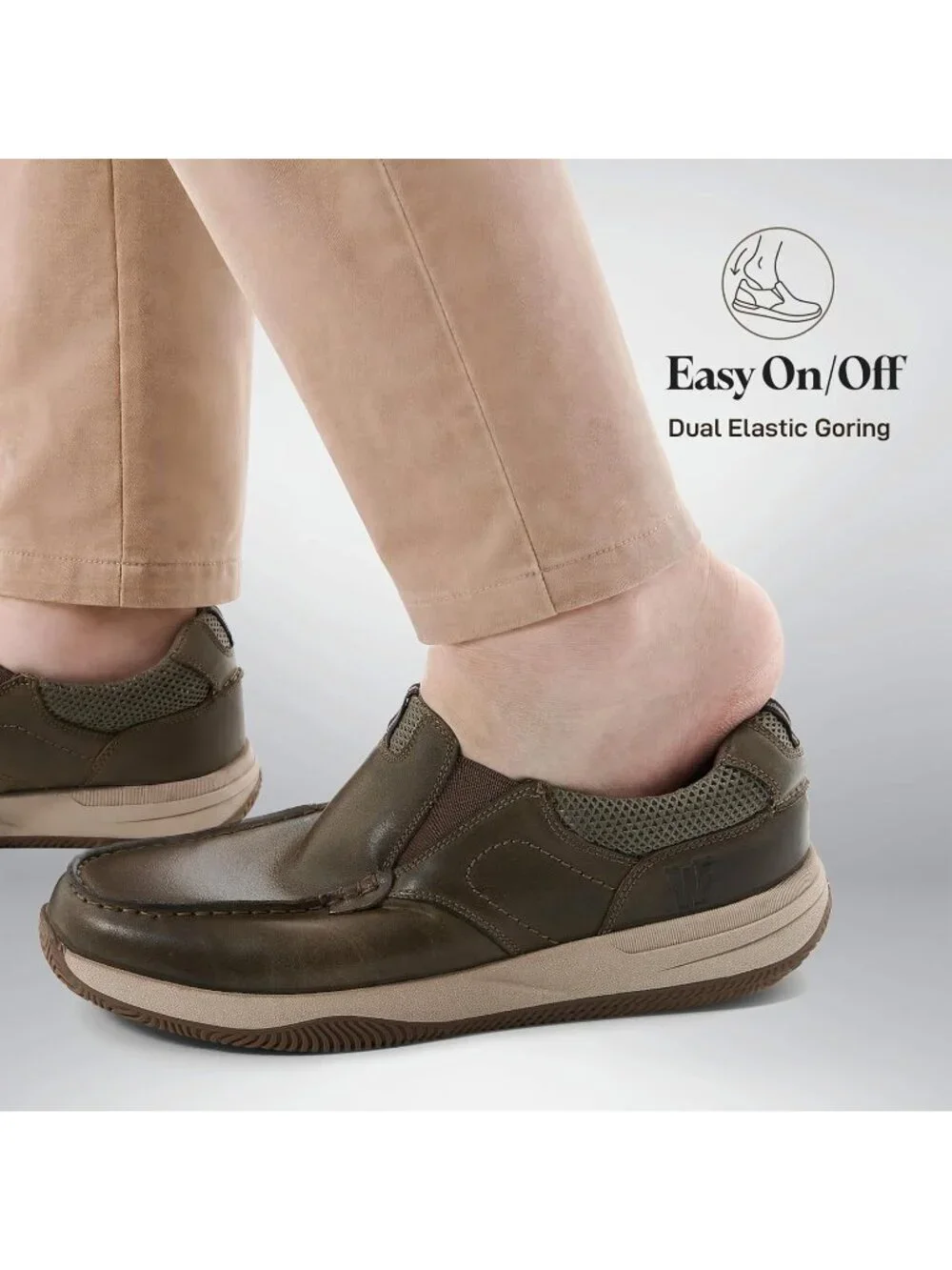 Men's Brown Slip On Leather Loafers Shoes Breathable Mesh Casual Moc